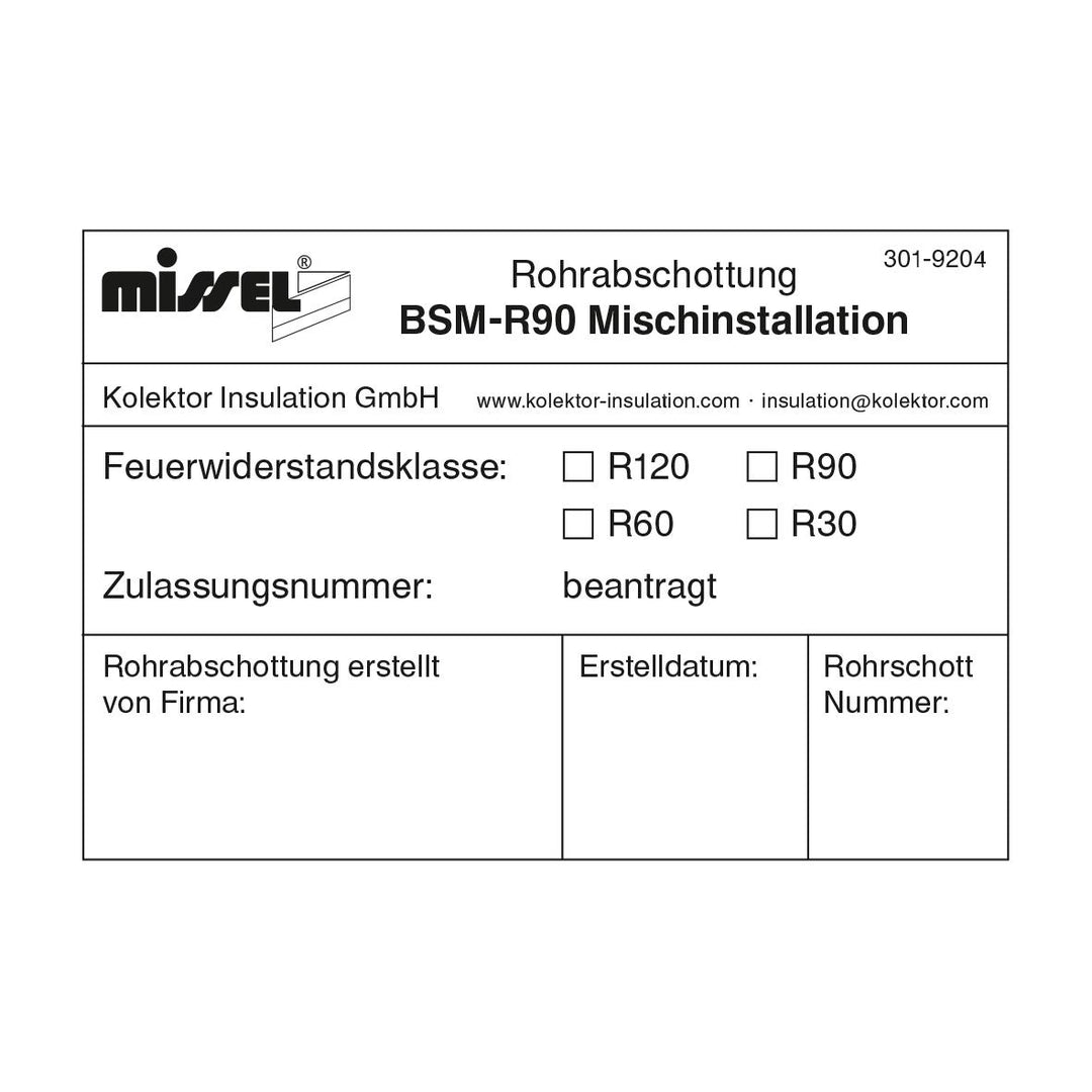 Kolektor Missel Kennzeichnungsschild BSM®-R90 Mischinstallation - Art. 301-9204