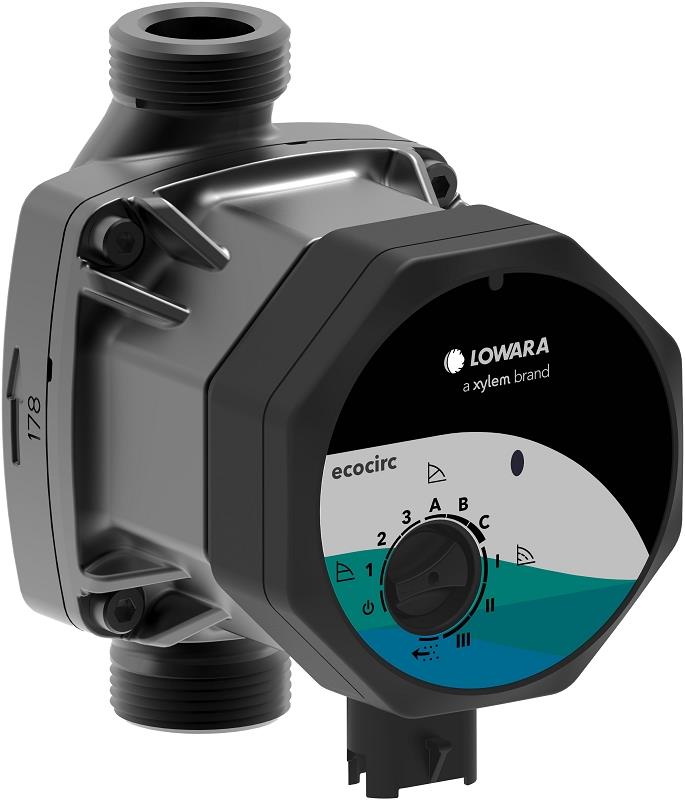 Lowara Hocheffizienzpumpe H-Pumpe ecocirc S 15-4/130 L:130 G1" PN10 max. H:4m 24W