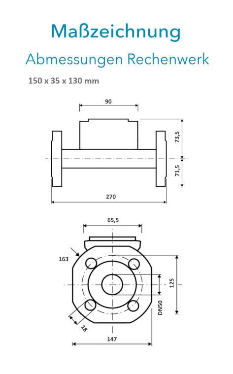 Sensus Kombinierter WMZ PoThF-Set PF130 Qp 15 B DN50 L:270 FL PN16 150/6,0 wM-Bus