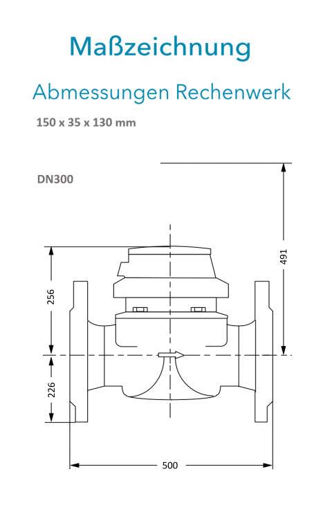 Sensus Kombinierter WMZ PoThF-Set WPD130 qp 600 B DN300 L:500 FL PN16 150/6,0 wM-Bus