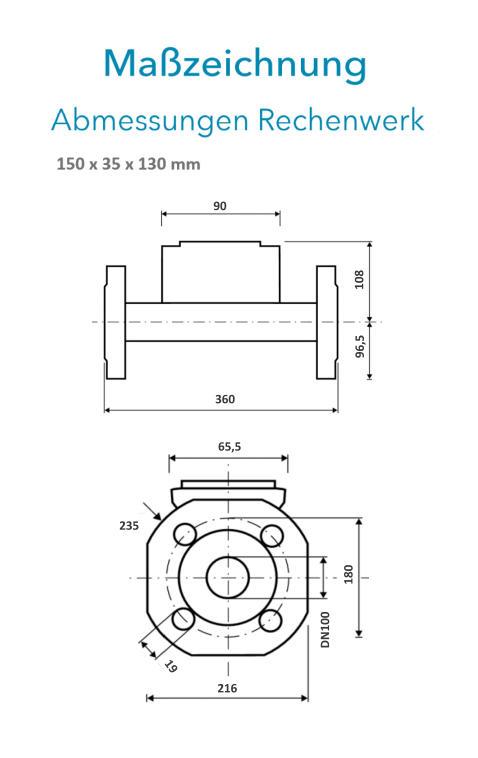 Sensus Kombinierter WMZ PoThF-Set PF130 Qp 60 B DN100 L:360 FL PN16 150/6,0 wM-Bus