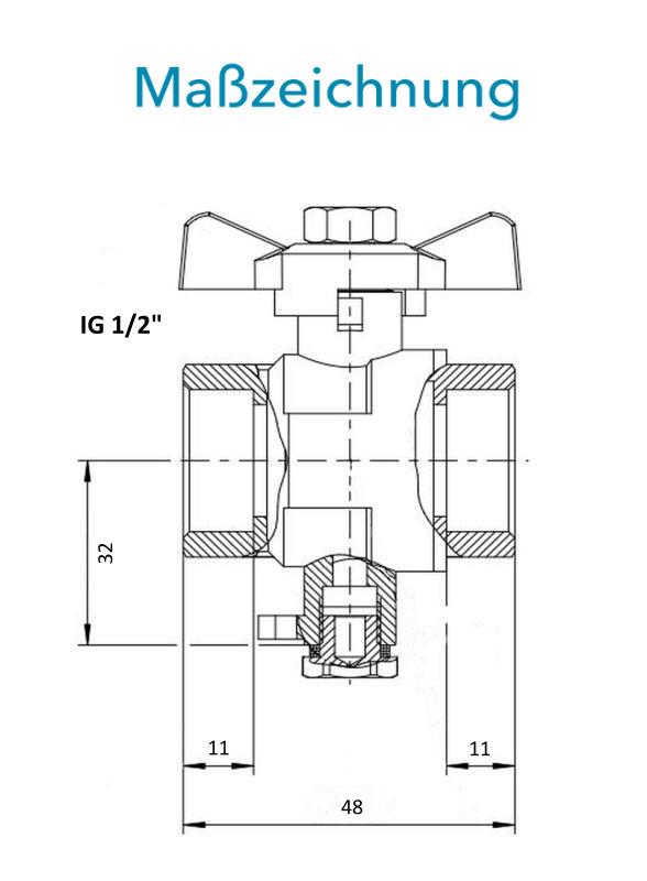 Sensus Kombinierter WMZ Kugelhahn-Set DN15 L:48 IG1/2" PN16 45/5,2