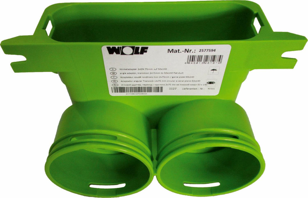 Wolf Winkeladapter 2x DN75 auf 50x140 -Art.2577594
