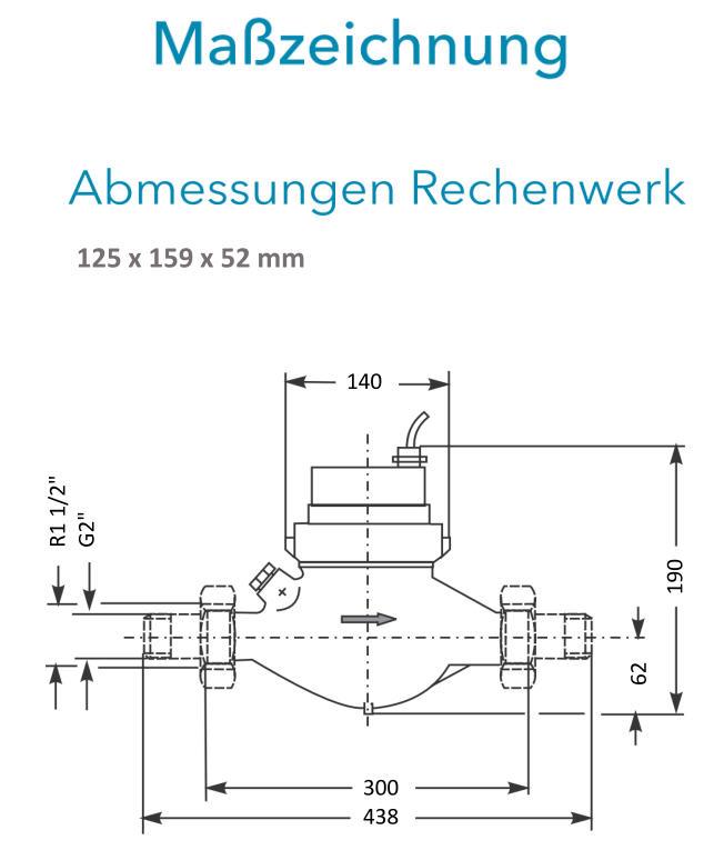 Sensus Kombinierter  WMZ PoTh-Set AN130 qp 10 B DN40 L:300 H/AG2" PN16 100/6,0