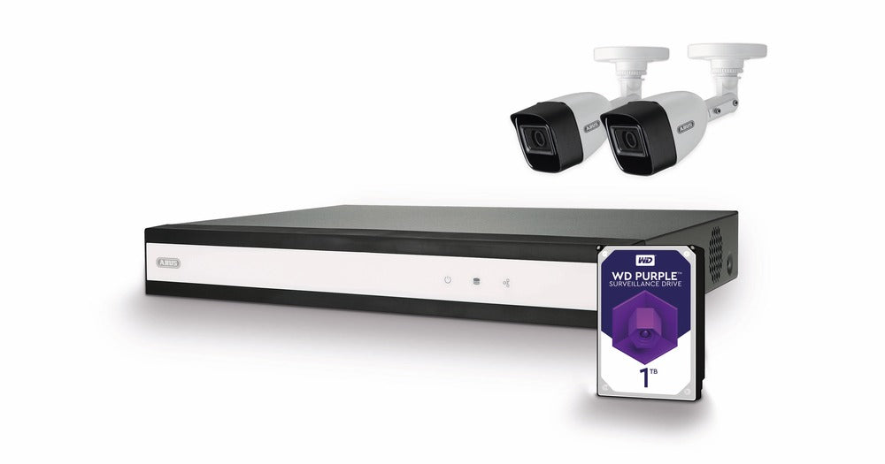ABUS ABUS TVVR33622T ABUS Komplett-Set mit Hybrid-Videorekorder und 2 analogen Mini-Tube-Kameras - Art. TVVR33622T