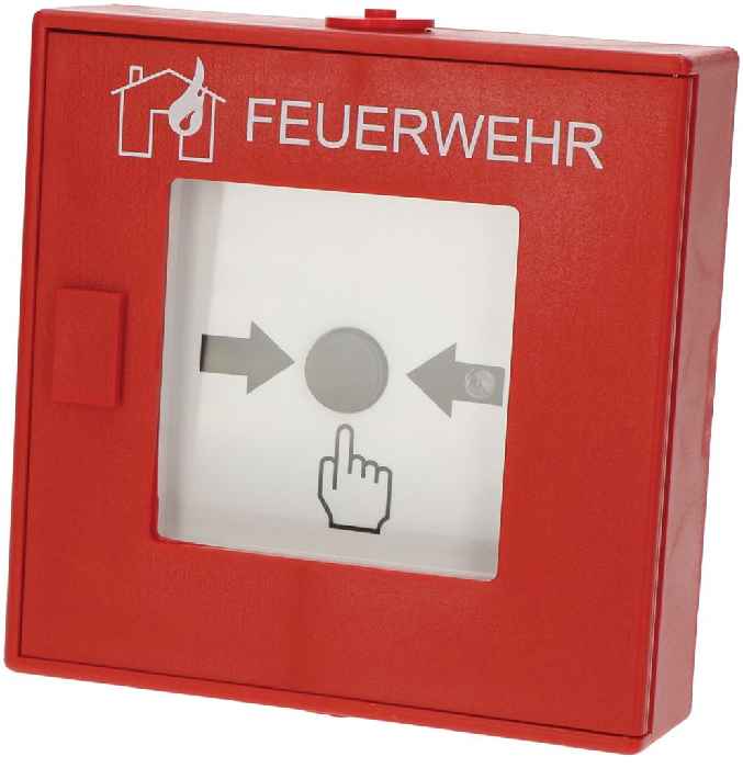 Hertek Grenzwert Handfeuermelder (ABS, rot, Haus/Flamme/FW, IP42) - Art. BKM201