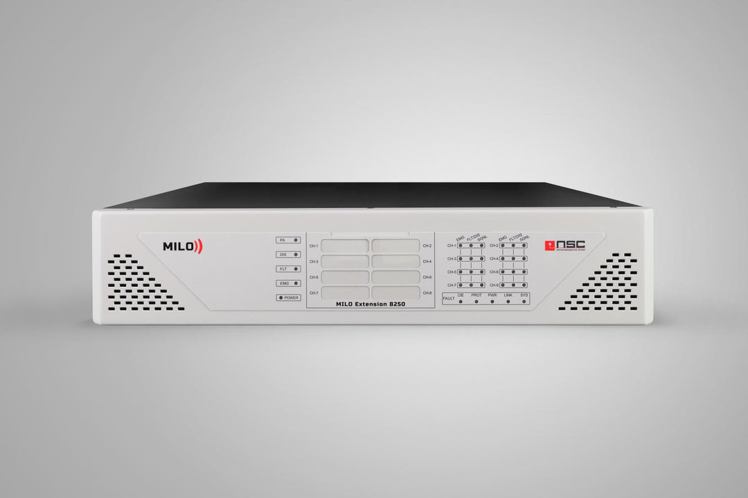 NSC Sicherheitstechnik NSC MILO-8250E Erweiterungscontroller / Mehrkanal-Endstufe, EN 54-16 - Art. S21825-00