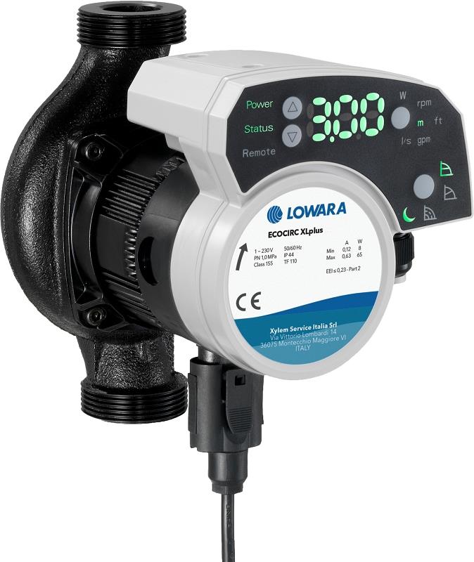 Lowara Hocheffizienzpumpe H-Pumpe ecocirc XLplus 25-100 L:180 G1 1/2" PN10 max. H:10m 17-231W