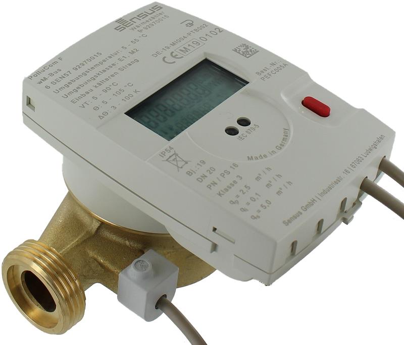 Sensus Kompaktkältezähler WMZ PolluCom F Qp 2,5 B DN20 L:130 AG1" PN16 45/5,2 wMBus