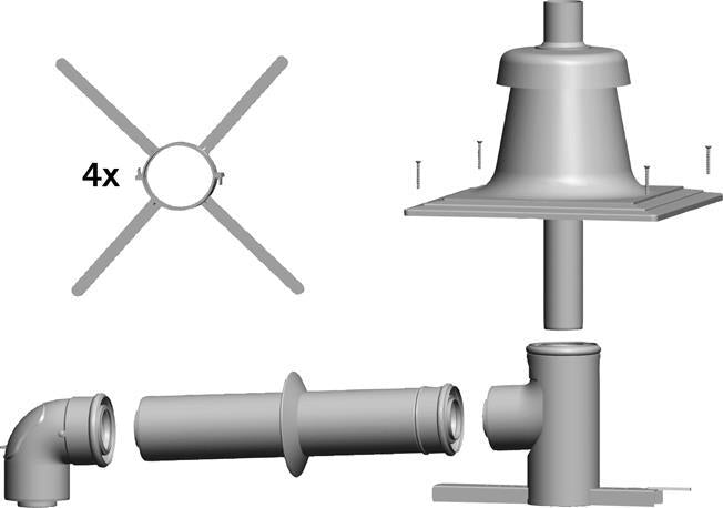 Wolf  Anschluss-Set DN60/100 - C33x DN60/100 im Schacht, Abdeckung PP -Art. 2651750