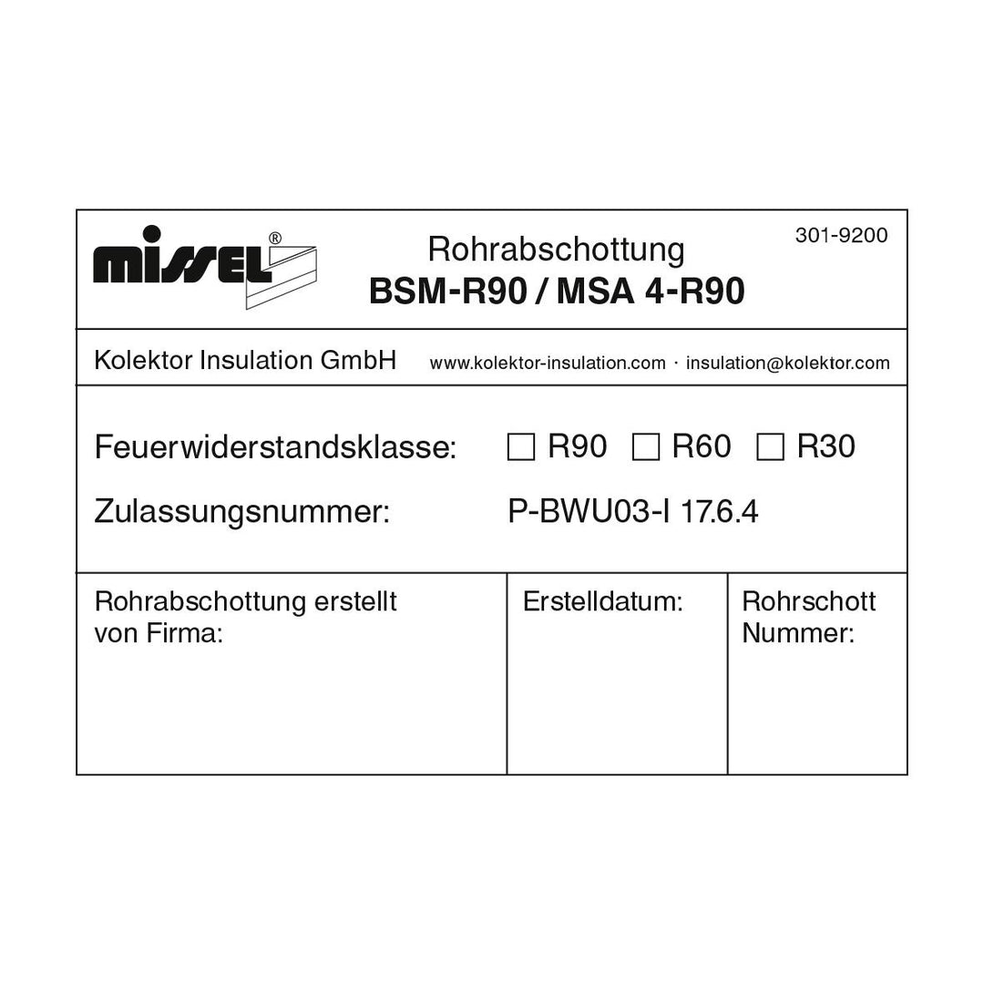 Kolektor Missel Kennzeichnungsschild MSA 4®-R90 - Art. 301-9200