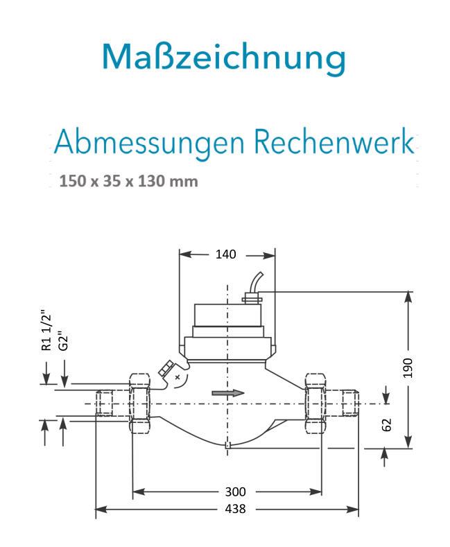 Sensus Kombinierter WMZ PoThF-Set AN130 qp 10 B DN40 L:300 H/AG2" PN16 100/6,0 wM-Bus