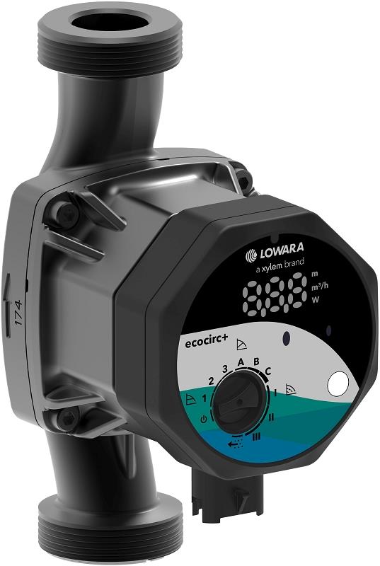 Lowara Hocheffizienzpumpe H-Pumpe ecocirc M+ 25-6/180 L:180 G1 1/2" PN10 max. H:6m 34W