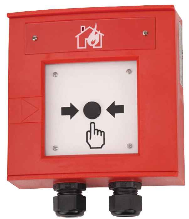 Hertek Ex-Handfeuermelder (ABS, rot, Haus/Flamme, IP66, zum Anschluss an intelligentem Eing.-Modul) - Art. BKM221
