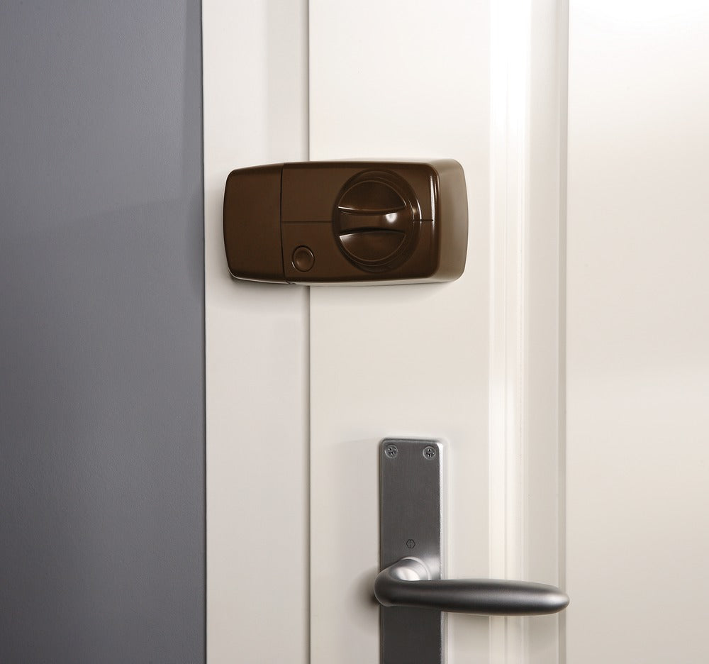 ABUS ABUS FUFT50011B Secvest Funk-Türzusatzschloss mit Drehknauf – 7010 E (braun) - Art. FUFT50011B