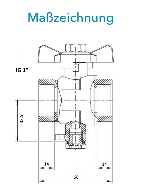 Sensus Kombinierter WMZ Kugelhahn-Set DN25 L:66 IG1" PN16 45/5,2