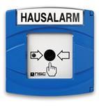 NSC Sicherheitstechnik Druckknopfmelder blau - Text "Hausalarm" - Art. B02314-00