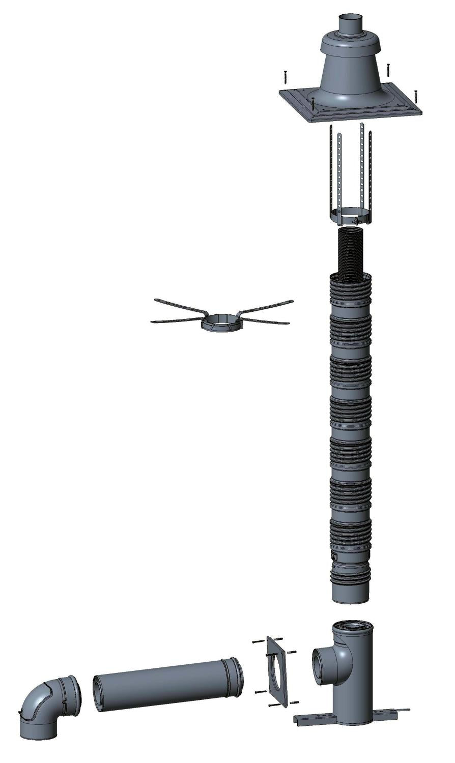 Wolf  Anschluss-Set DN80/125 - C33x DN83/125 flex. im Schacht, Abd. edst. -Art. 2652173