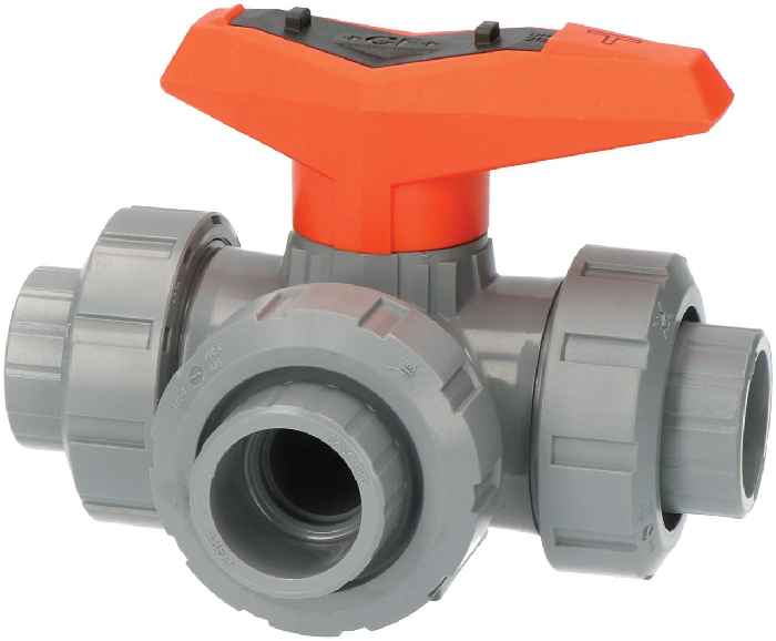Hertek ABS - 3-Wege-Kugelhahn (mit Klebemuffen, 25mm) - Art. BAS866