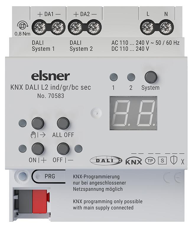 Elsner Elektronik Gebäudeautomation Schnittstelle KNX DALI L2 ind/gr/bc sec - Art. 70583