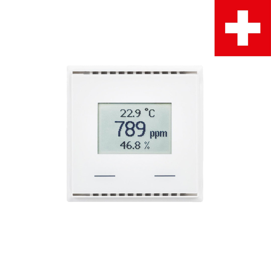 Elsner Elektronik Gebäudeautomation Innenraumsensor KNX AQS/TH-UP Touch CH, Reinweiß RAL 9010 - Art. 70639