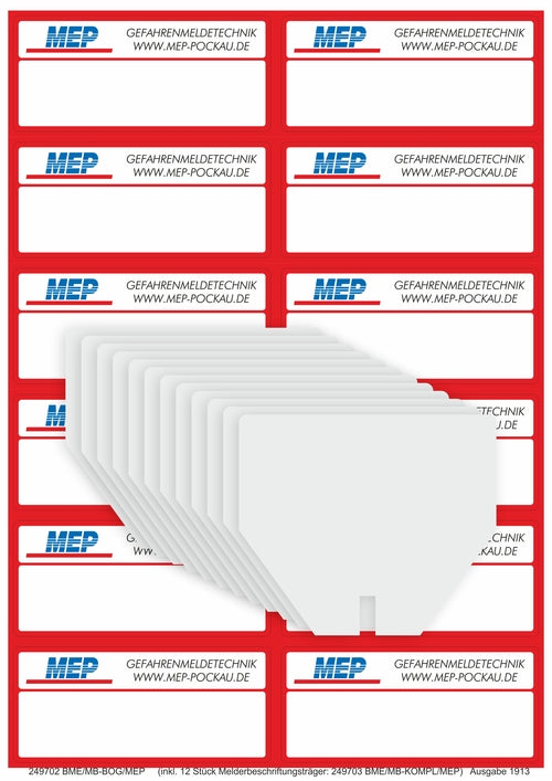 LST-MEP Brandmeldetechnik Melderbeschriftungsetikett Bogen/12Stk. BME/MB-KOMPL/MEP - Art. 249703