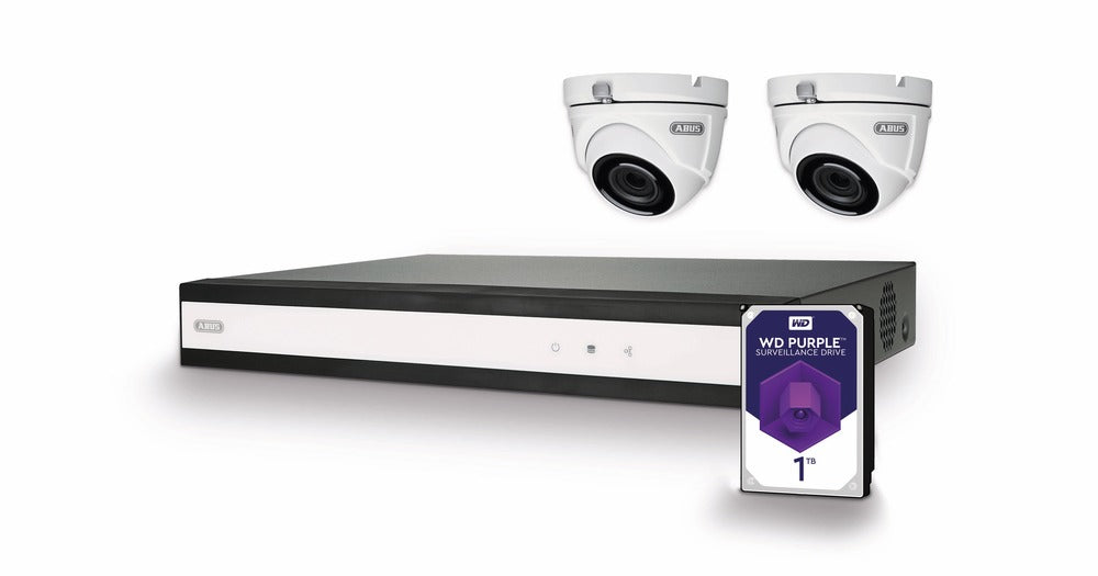 ABUS ABUS TVVR33622D ABUS Komplett-Set mit Hybrid-Videorekorder und 2 analogen Mini-Dome-Kameras - Art. TVVR33622D