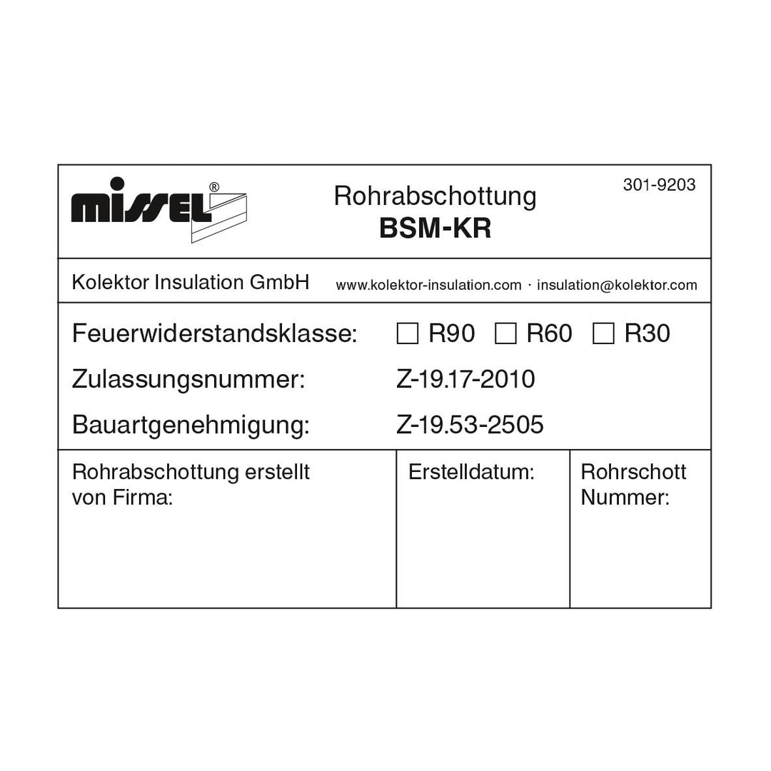 Kolektor Missel Kennzeichnungsschild BSM®-KR - Art. 301-9203