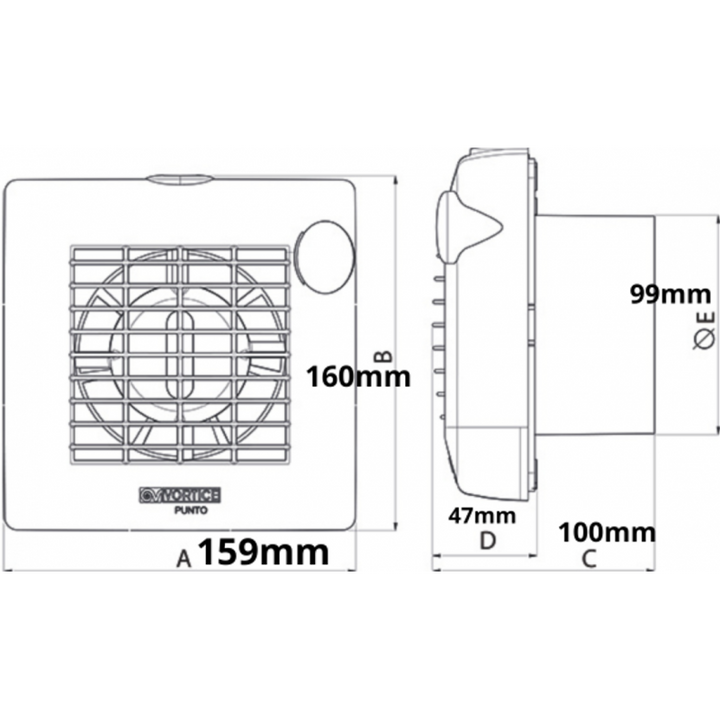 Vortice M100/4 12 V Axialventilator für Wandmontage