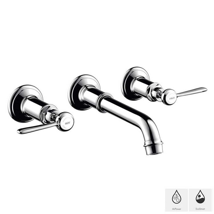 Axor 3-Loch-Waschtischarmatur zur Wandmontage mit Hebelgriffen, Chromfinish MONTREUX 16534000