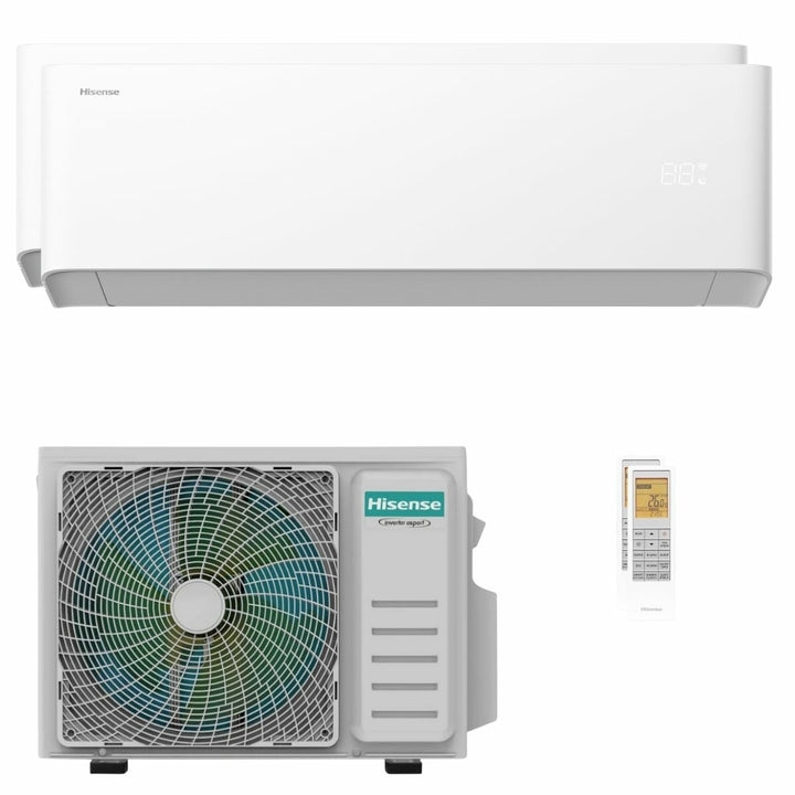 Hisense Uni HB 9000+12000 BTU – Multisplit-Klimagerät (2 Innengeräte), 5/5,5 kW, R32, A++/A++, WLAN