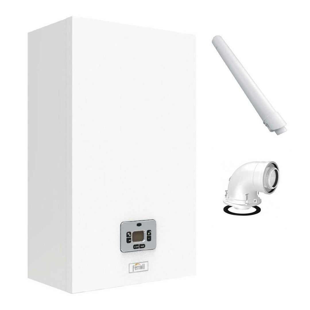 Ferroli Theta 24 C – Gas-Brennwertkessel, 20 kW, Erdgas/Flüssiggas, inkl. Abgasset koaxial