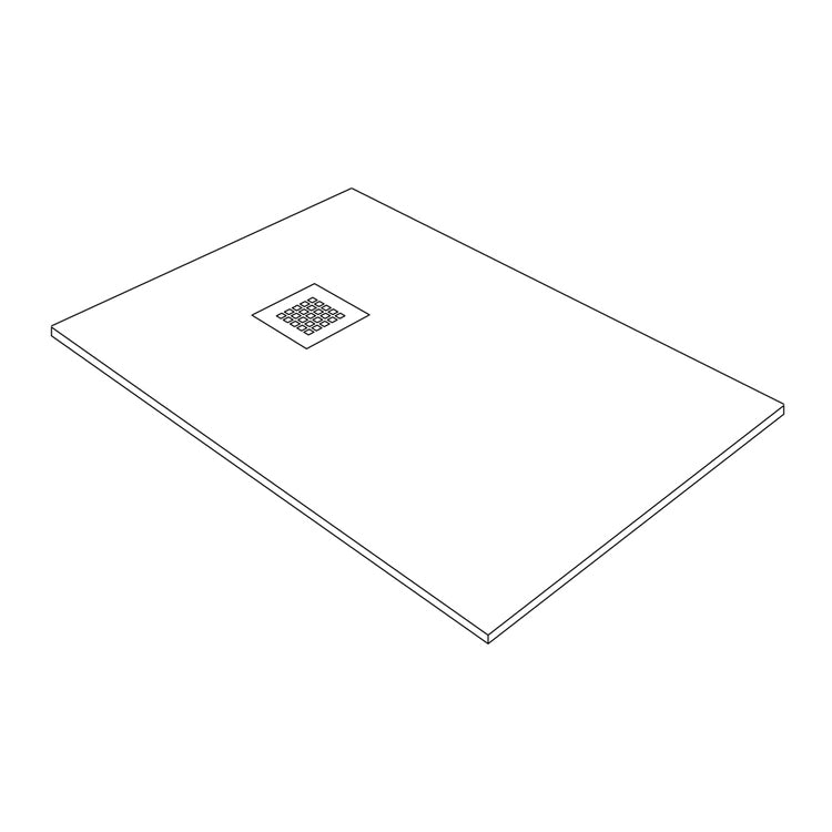 RCR Rechteckige rutschfeste Duschwanne L. 80 T. 150 cm, komplett mit Rostabdeckung aus Edelstahl, Weiß, Steinoptik BASIC PIETRA S14595