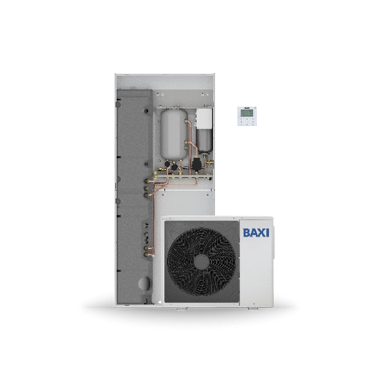 Baxi Compact+ 10M Einbausystem mit nur elektrischer Integration mit Einphasen-Wärmepumpe 10 kW, Speicher 150 Liter und Bedienfeld CSI IN AURIGA A7837722+A7874857