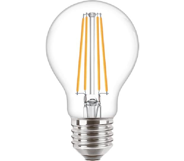 Philips LED-Filamentlampe A60 E27, 8,5 W (ersetzt 75 W), 2700 K, klar