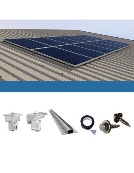Befestigungssatz für 2 Panel auf Wellblech 38cm Solar-Photovoltaik-Stäbe