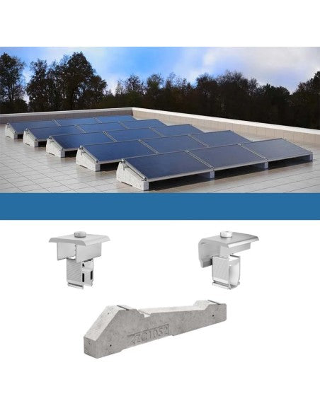 Befestigungssatz für 4 Flachdachplatten mit Ballast Solar-Photovoltaik