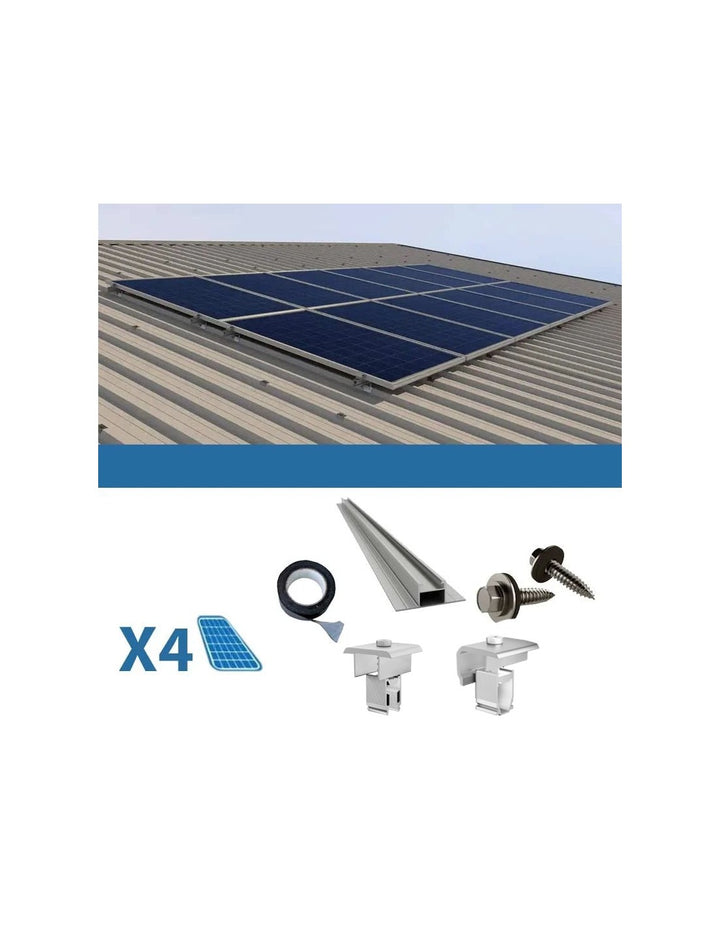 Befestigungssatz für 4 Panel auf Wellblech 38cm Solar-Photovoltaik-Stäbe