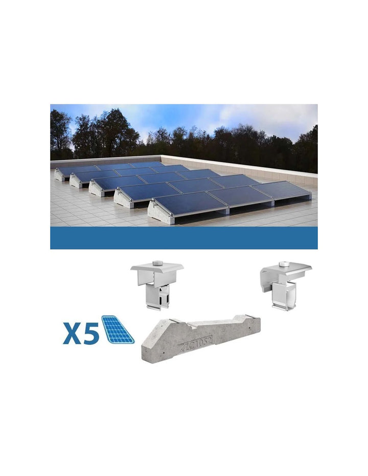 Befestigungssatz für 5 Flachdachplatten mit Ballast Solar-Photovoltaik