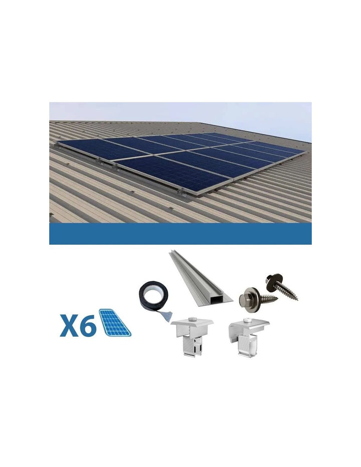 Befestigungssatz für 6 Panel auf Wellblech 2.60m Solar-Photovoltaik-Stäbe