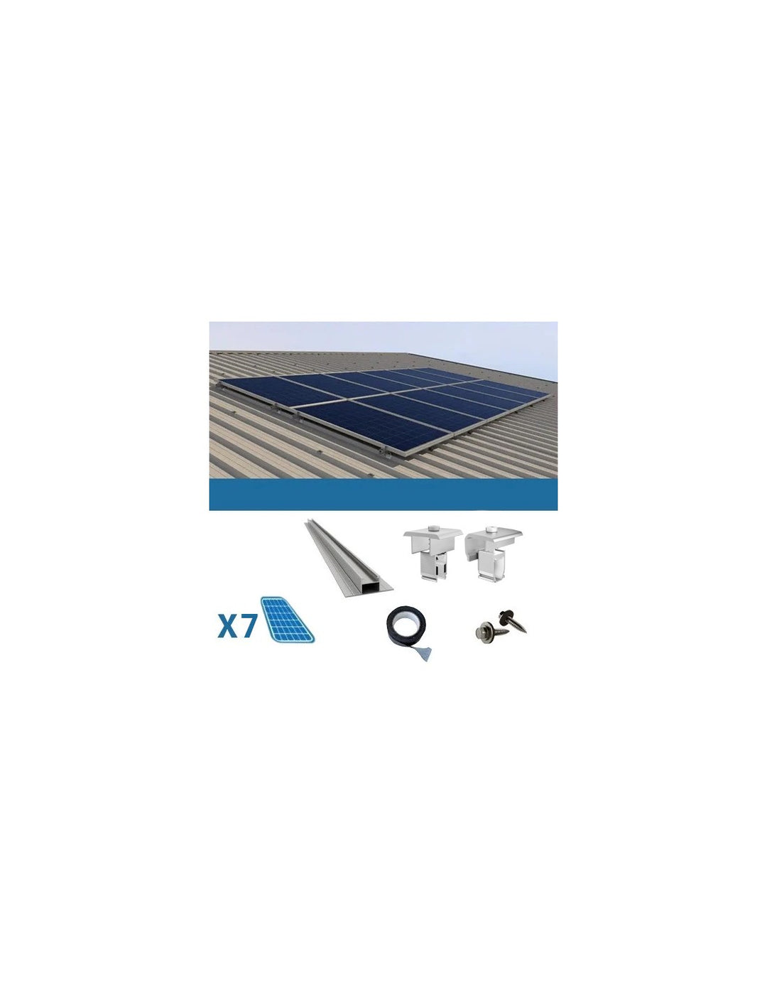 Befestigungssatz für 7 Panel auf Wellblech 2.60m Solar-Photovoltaik-Stäbe