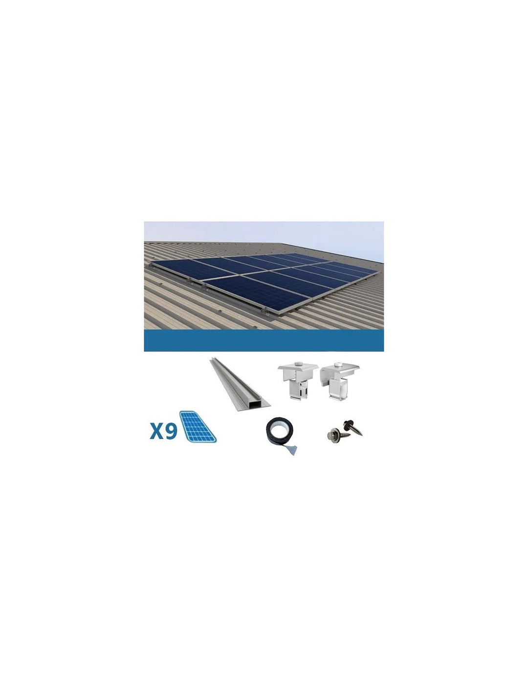 Befestigungssatz für 9 Panel auf Wellblech 38cm Solar-Photovoltaik-Stäbe