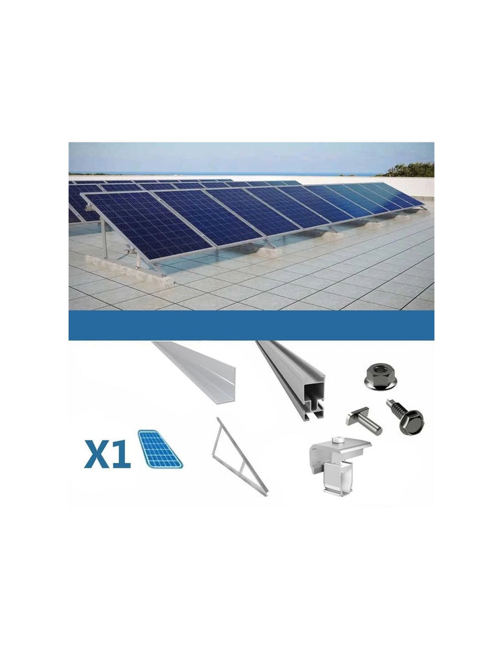 Befestigungsset für 1 Paneele auf Flachdach mit Dreiecken Solar-Photovoltaik