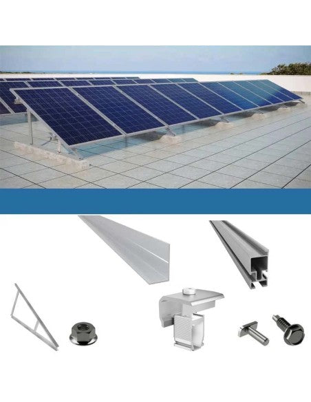 Befestigungsset für 1 Paneele auf Flachdach mit Dreiecken Solar-Photovoltaik
