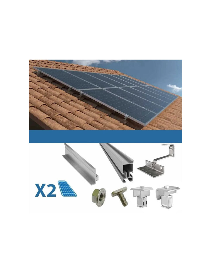 Befestigungsset für 2 Schrägdachpaneele mit Solar-Photovoltaikziegeln