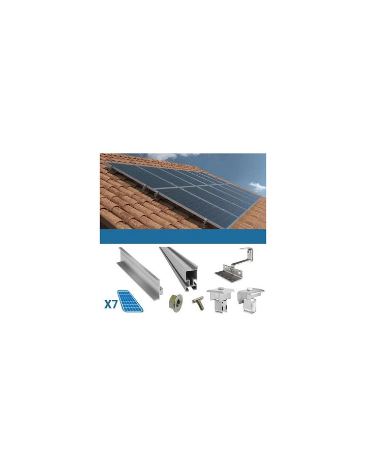 Befestigungsset für 7 Schrägdachpaneele mit Solar-Photovoltaikziegeln