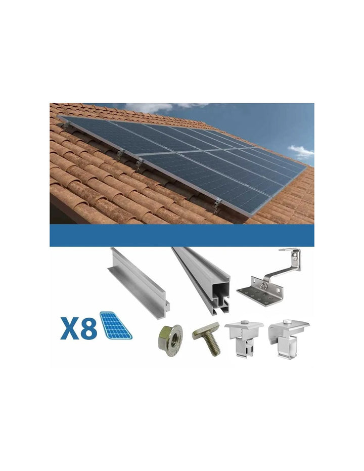 Befestigungsset für 8 Schrägdachpaneele mit Solar-Photovoltaikziegeln