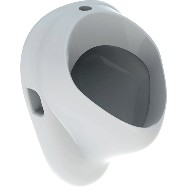 Geberit Urinal mit Wasserzulauf von oben und Ablauf nach unten, mit Spülrand, Weiß glänzende Oberfläche BLAGNAC 00358000000100