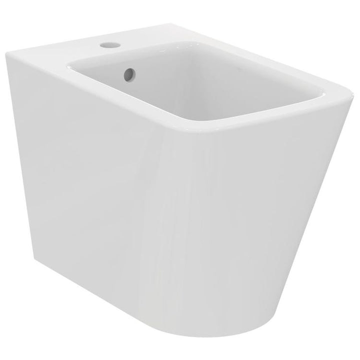 Ideal Standard Stand-Bidet, wandbündig, mit Überlauf, Weiß, glänzende Oberfläche BLEND CUBE T368901