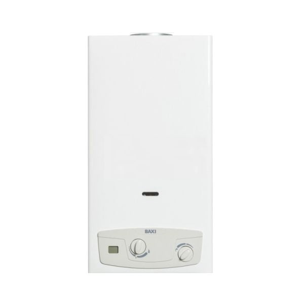 Baxi Gaswarmwasserbereiter Acquaprojet + Blue 14i offene Kammer für den Außenbereich